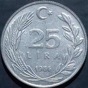 Turkey 25 Lira 1985 1989