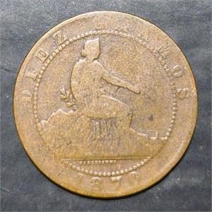 Spain 10 CentImos 1870