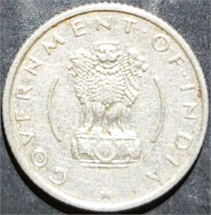 India Republic ¼ Rupee 1954~1956 Small Lion