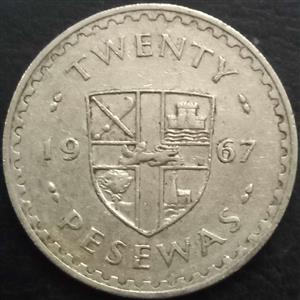 Ghana 20 Pesewas 1967 1979