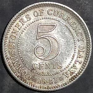 Malaysia 5 Cents 1939 1941