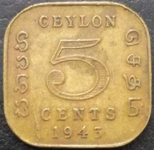Sri Lanka 5 Cent 1942 1943