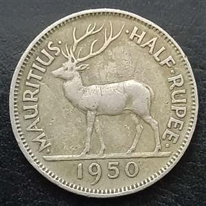 Mauritius ½ Rupee 1950 1951
