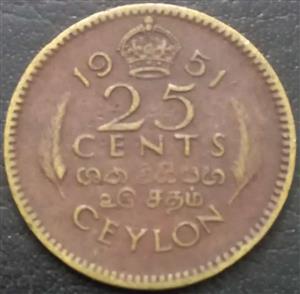 Sri Lanka 25 Cent 1951 