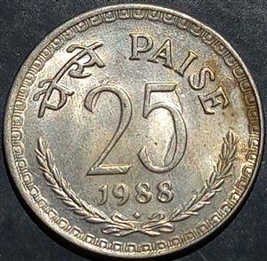 India Republic 25 Paisa 1986-1990