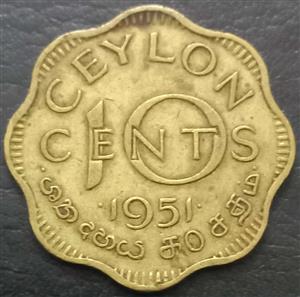 Sri Lanka 10 Cent 1951 