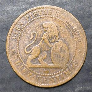 Spain 10 CentImos 1870