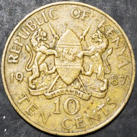 Kenya 10 Cents 1980 1991