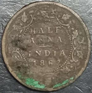 India - British ½ Anna 1862 1876